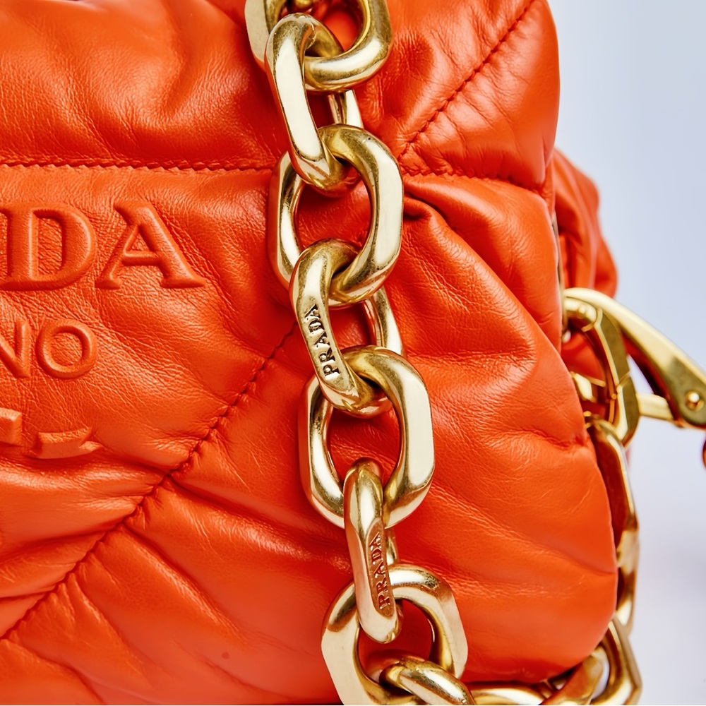 Prada Quilted Nappa Leather Shoulder Bag with Gold chain - Picture 8 of 12